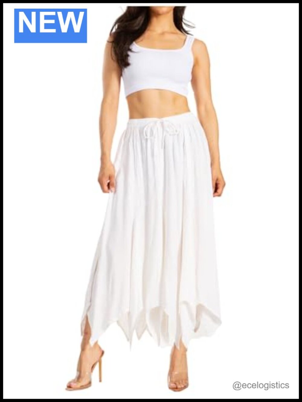 Sakkas Rayon Embroidered Zigzag Hem Flowy Maxi Skirt